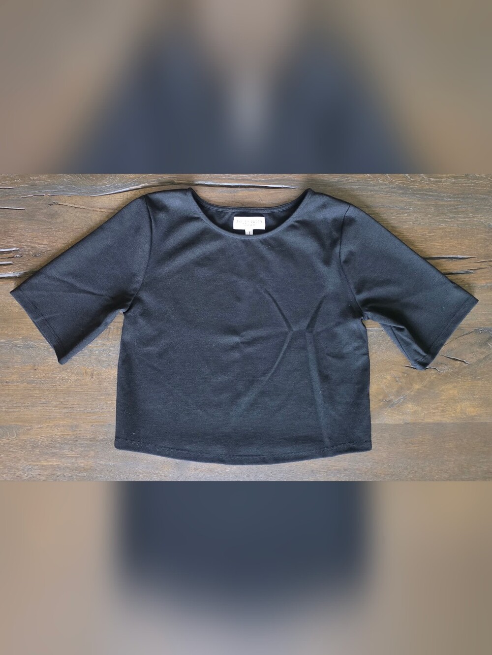 NWT Ripley Rader Black Ponte Knit Short Sleeved Top Size 1/XS